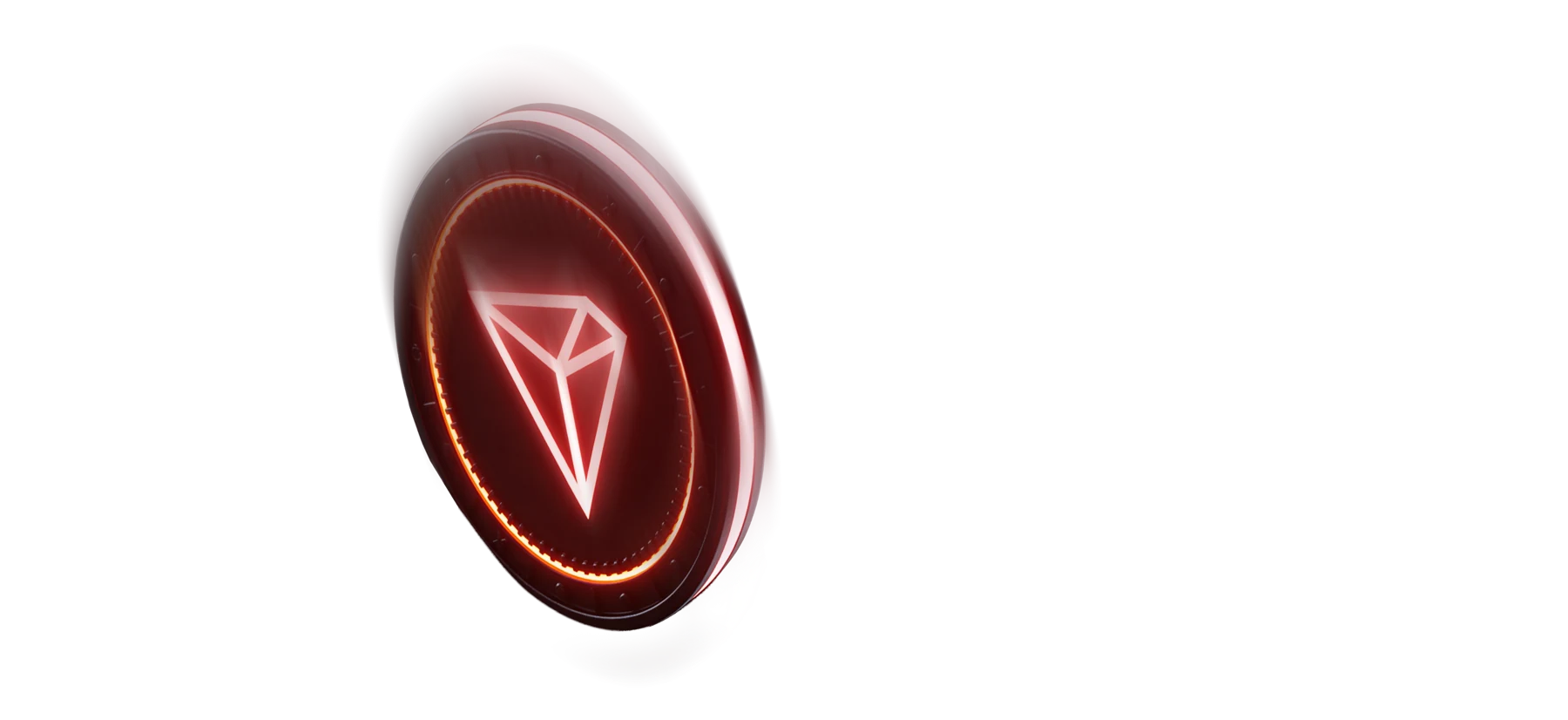Glowing red faceted coin representing Tron TRX
