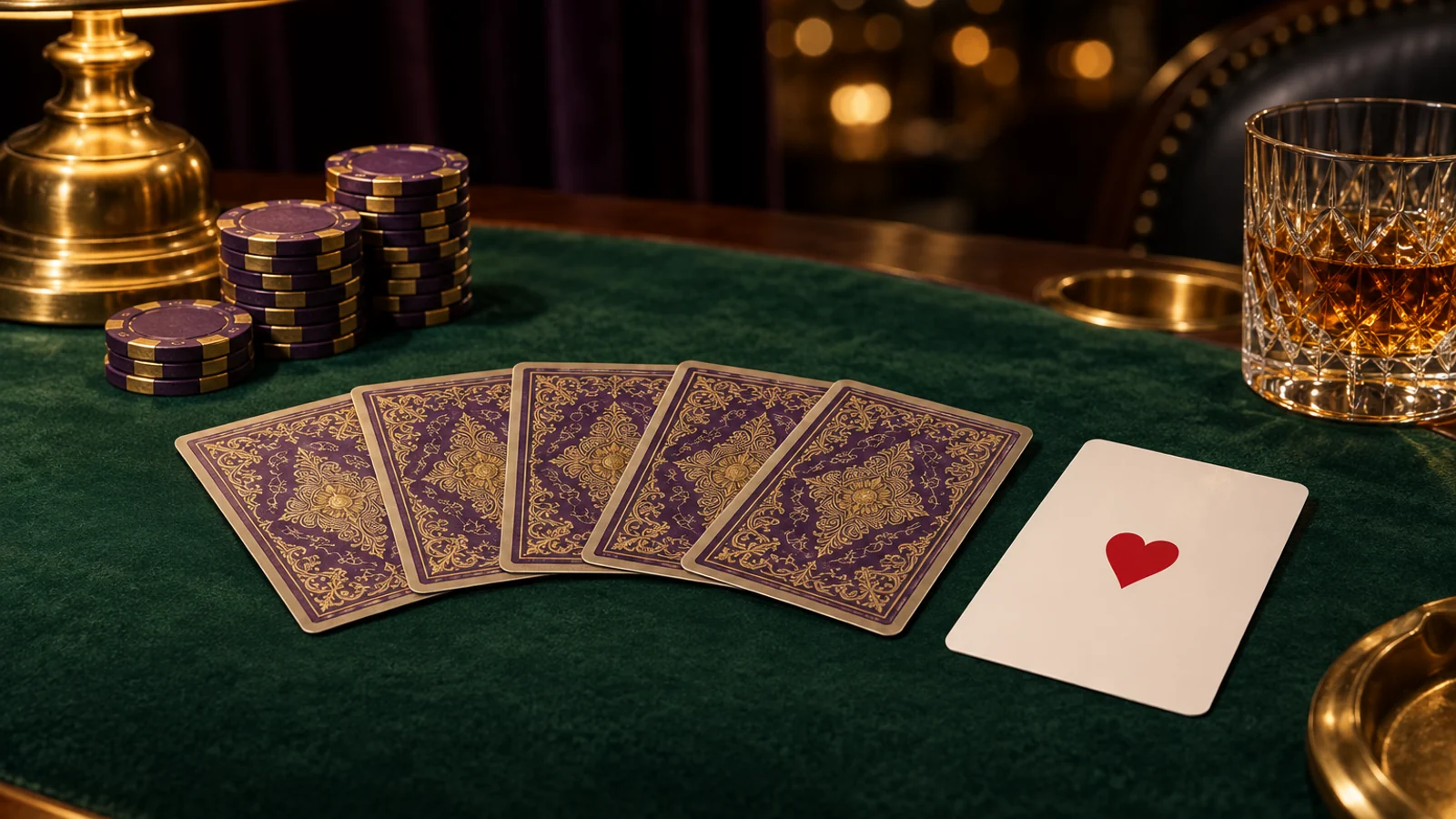Card table set for reviewing Here2Win Casino's confirmed details